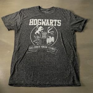 Harry Potter Mens Size Large T-shirt Hogwarts Crest Dark Heather Gray House